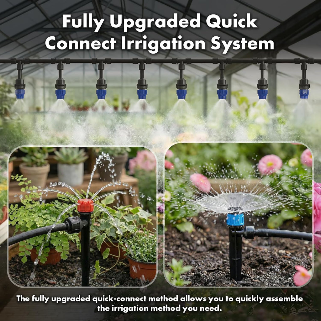 Drip Irrigation System 230FT Quick-Connect Drip Irrigation Kit with 1/4 inch 1/2 inch Irrigation Tubing Hose and