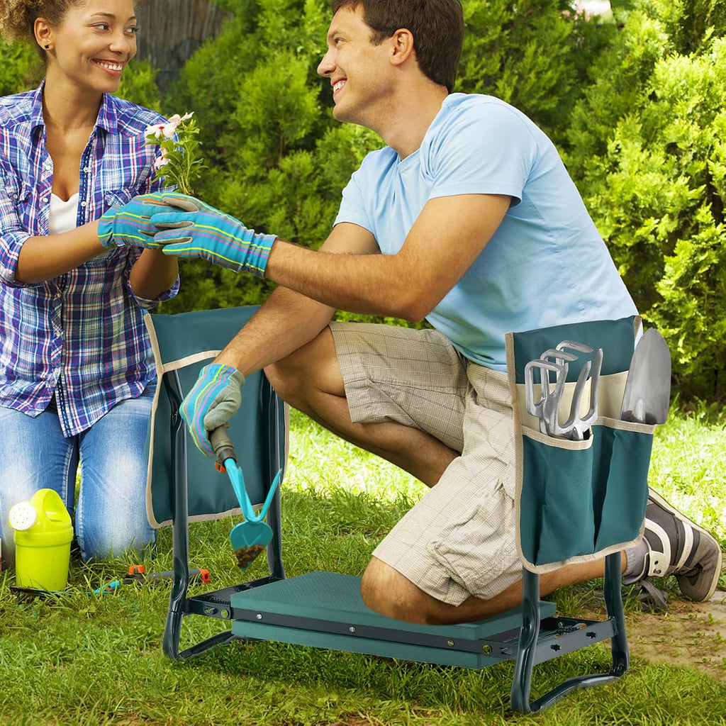 Goplus Garden Kneeler and Seat, Foldable Garden Bench for Kneeling & Sitting, Widened 8" EVA Soft Foam Pad, Heavy-Duty