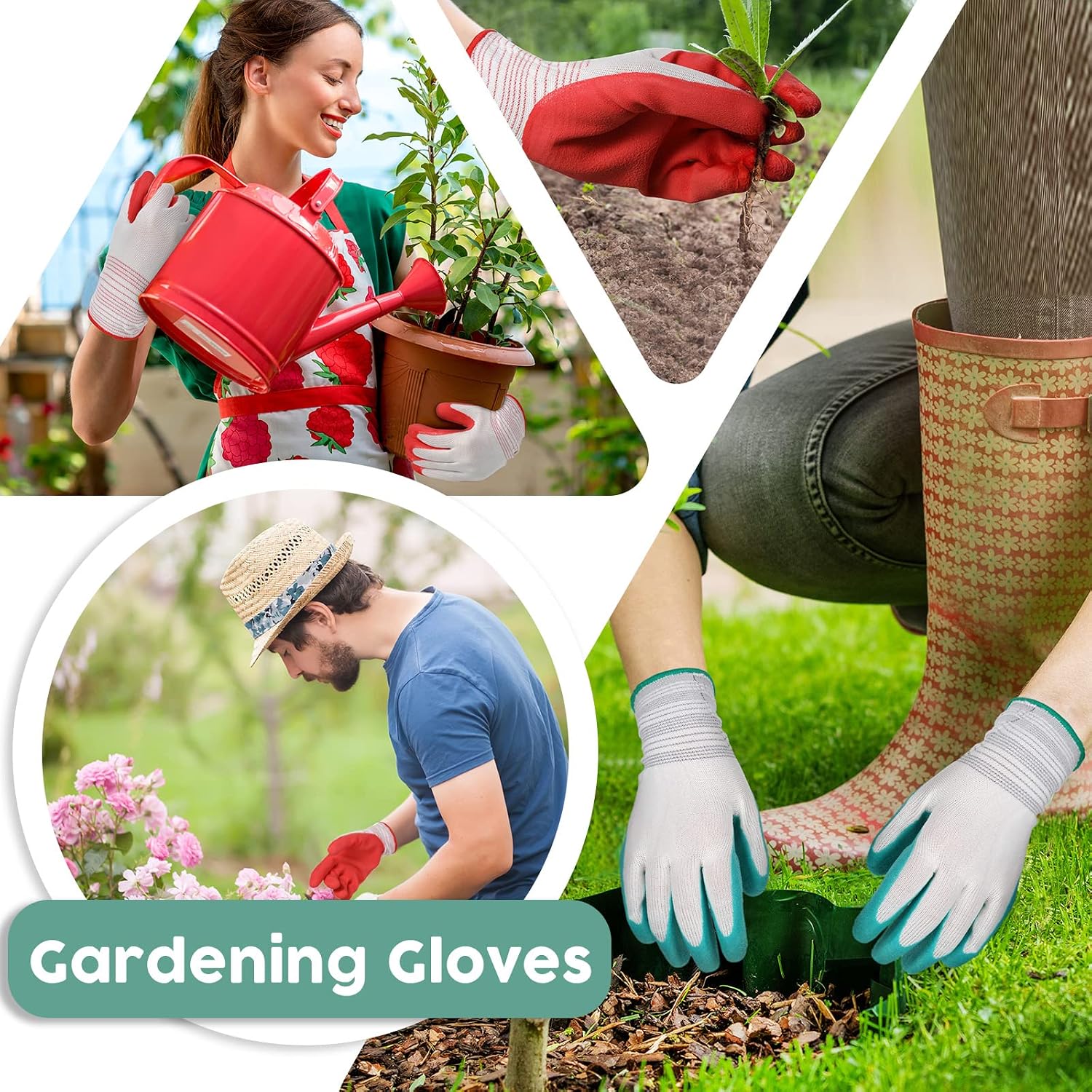 Potchen 20 Pairs Garden Gloves for Women, Ladies' Gardening Gloves Bulk | Breathable, Rubber Coated, Protective Work