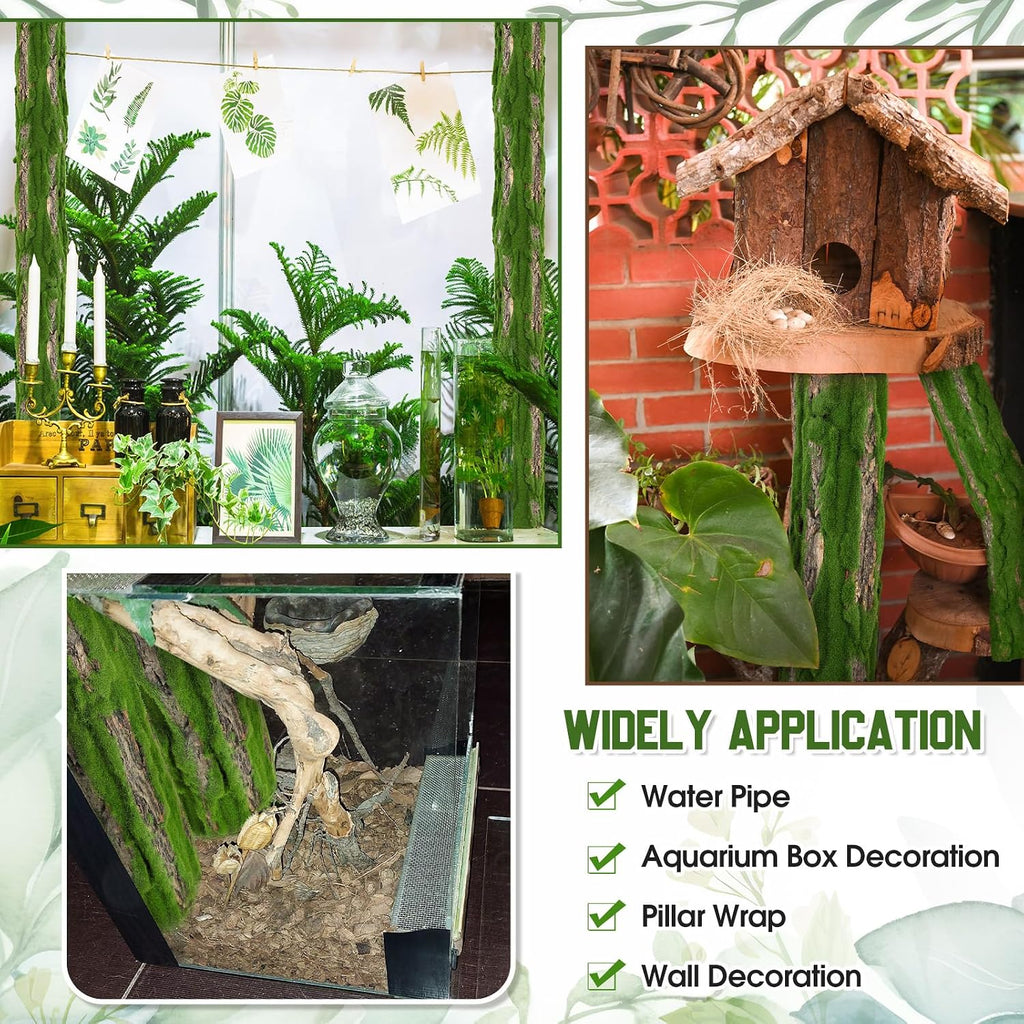 2 Packs Artificial Moss Bark 11.8 x 11.8 inches Tree Plants Bark DIY for Tree Collar Sewer Decoration Water Pipe Pillar
