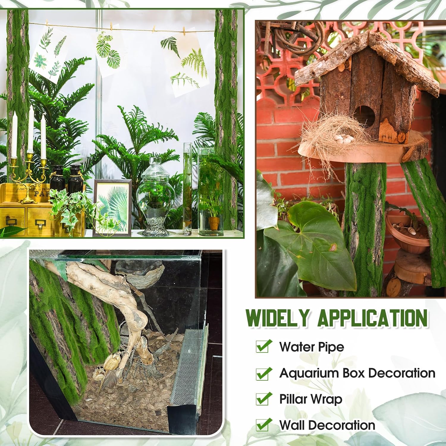 2 Packs Artificial Moss Bark 11.8 x 11.8 inches Tree Plants Bark DIY for Tree Collar Sewer Decoration Water Pipe Pillar