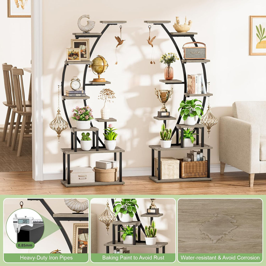 2 Pack Plant Stand Indoor with Grow Lights, 9 Tier Large Tall Plant Shelf | 64" Metal Lighted Plant Stands for Indoor