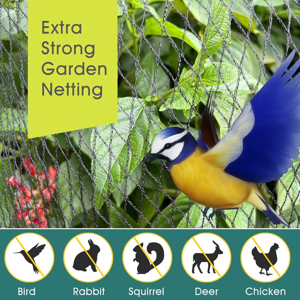 Bird Netting for Garden Protection, Anti Bird Mesh Garden Netting 13 x 40FT | RIFNY Heavy Duty Netting with Staples for
