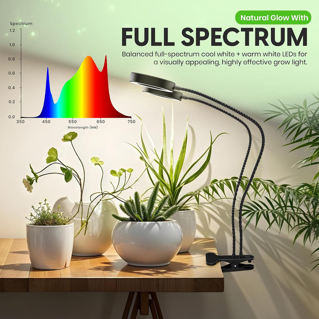 OSANI LED Grow Light 24" Gooseneck Long Arm Grow Lights for Indoor Plants, 48" Wide Coverage, 6000K Full Spectrum with