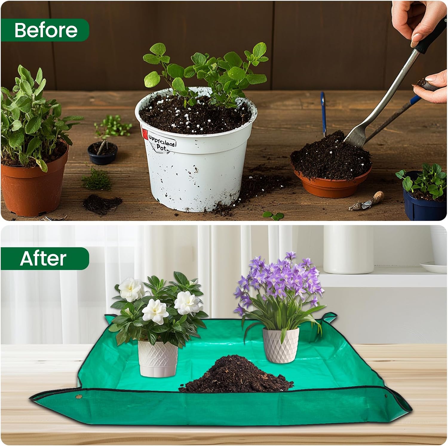 GROWNEER Bonsai Pots 3 Packs 11 Inch Bonsai Tree Training Pot with Humidity Drainage Trays & Repotting Mat Rectangle