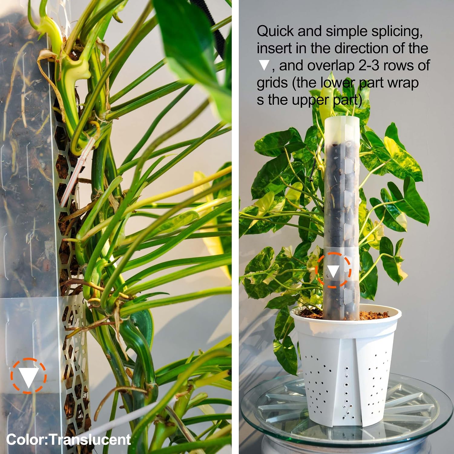 8 Pack 17 Inch Plastic Moss Pole for Monstera | Stackable Plant Support for Indoor Climbing Plants, Durable Plant Stake
