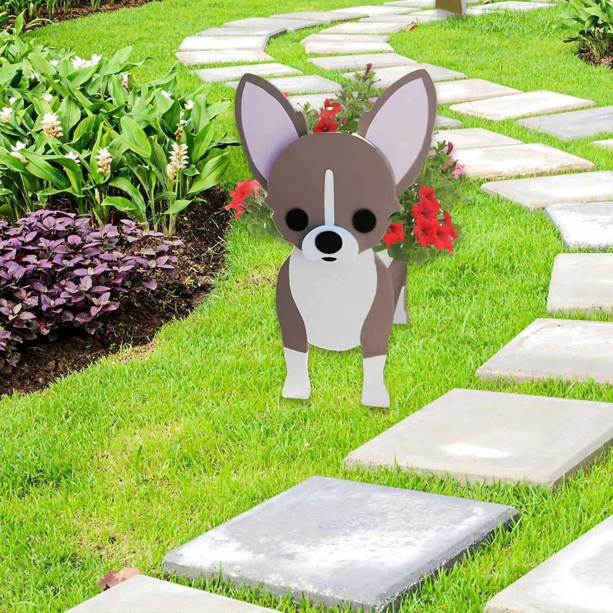 Chihuahua Dog Planter Pots, Animal Shaped Flower Pot | Cute Plant Gift for Women and Pet Lovers, Indoor Outdoor Garden