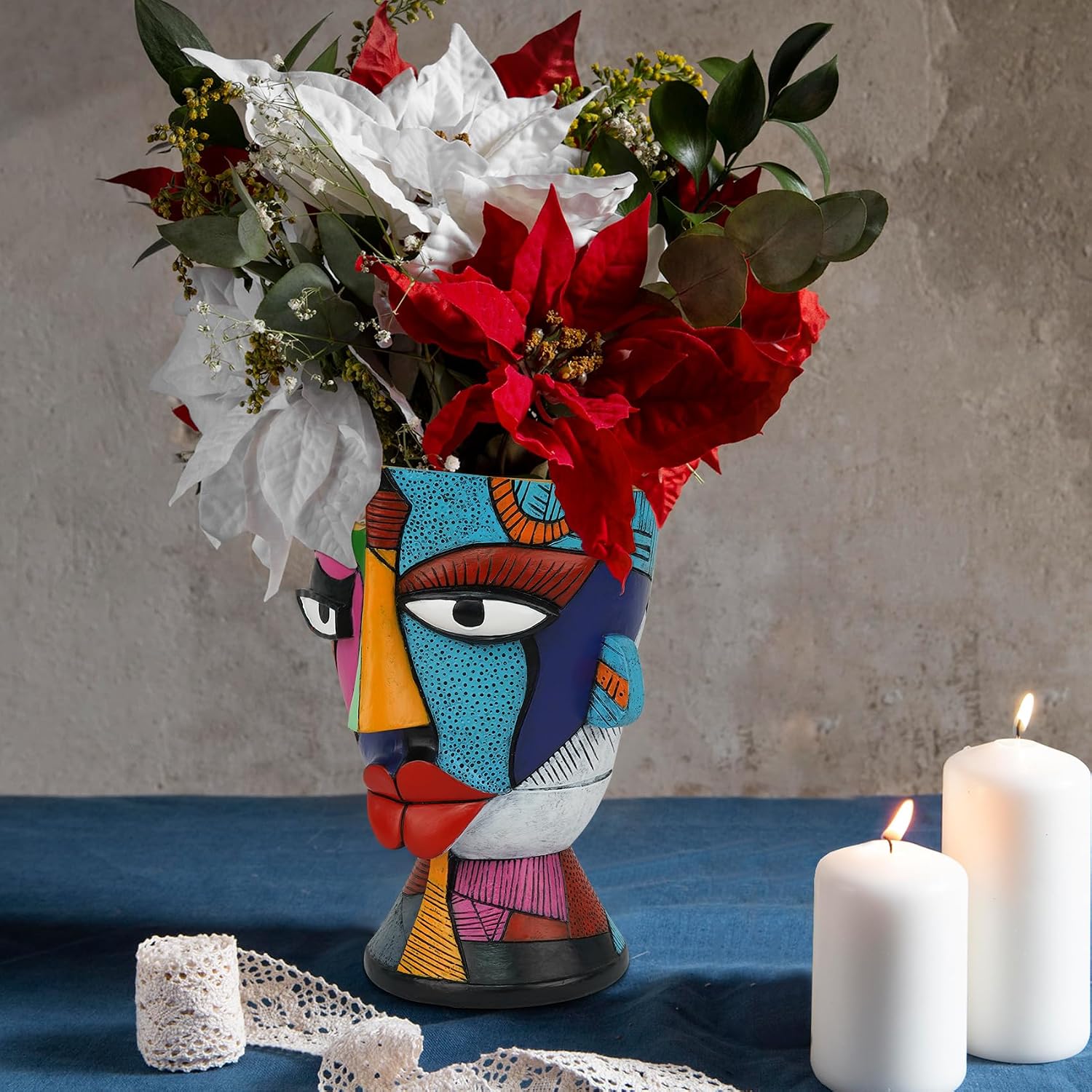 Face Planters for Indoor Plants Unique Abstract Face Planter Pots | 7.8 Inch Fun Pots for Plants Picasso Abstract