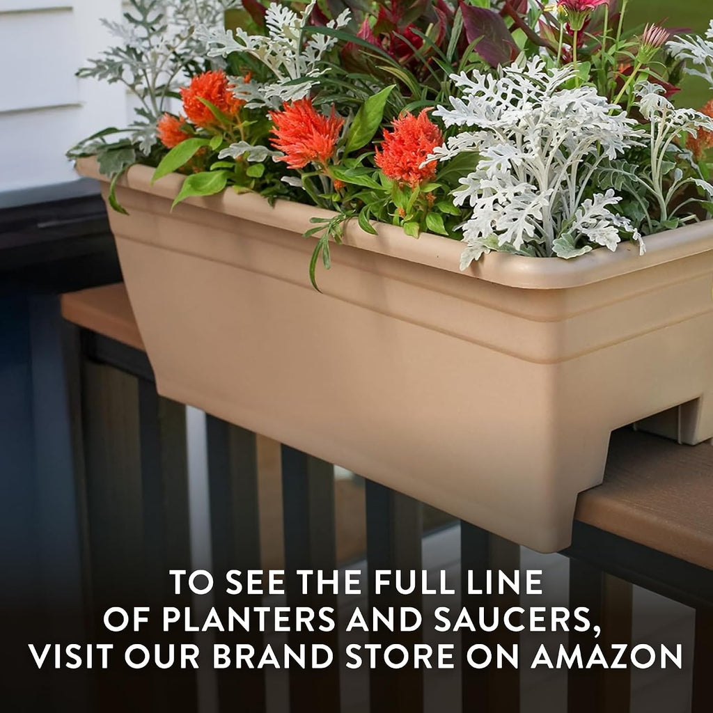 The HC Companies Deck Rail Deck Rail Planter Box, 24 Inch, Black, 1-Pack | Plastic, Drainage Plug, Lightweight
