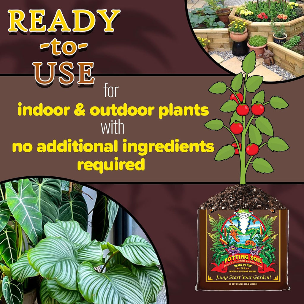 FoxFarm Happy Frog Potting Soil with 2 Plant Tags, 12 Quarts – Ready-to-Use Amended Container Blend with Soil Microbes