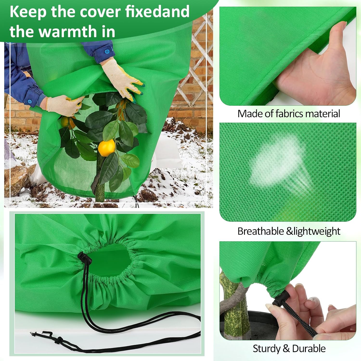 12 Packs Winter Plant Covers Freeze Protection Drawstring Tree Cover 23.62 x 31.5 in Large Reusable Frost Protection