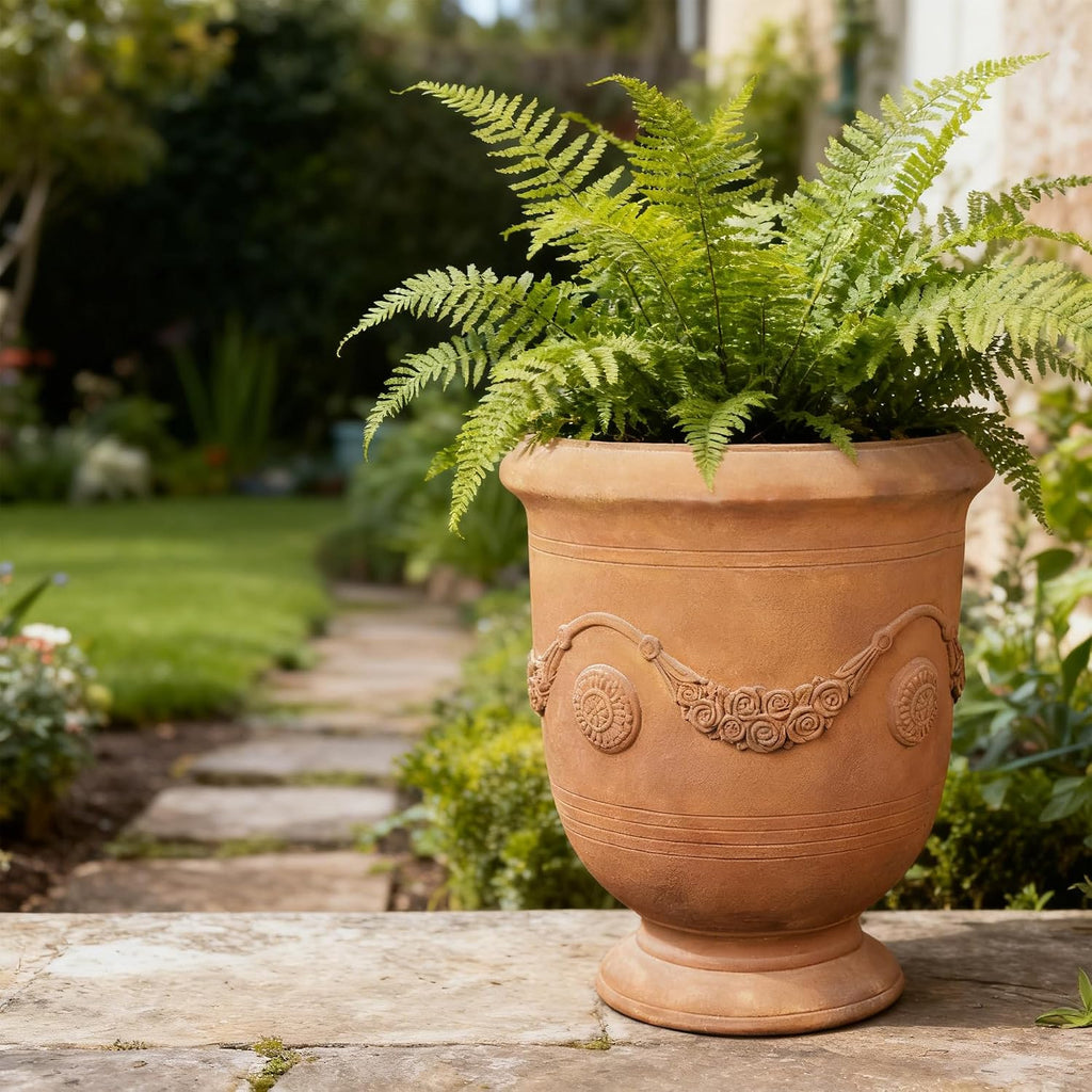 Planters for Indoor & Outdoor Plants, 16.5 Inch Large Magnesium Oxide Urn Planter with Drainage Hole, Decorative Unique