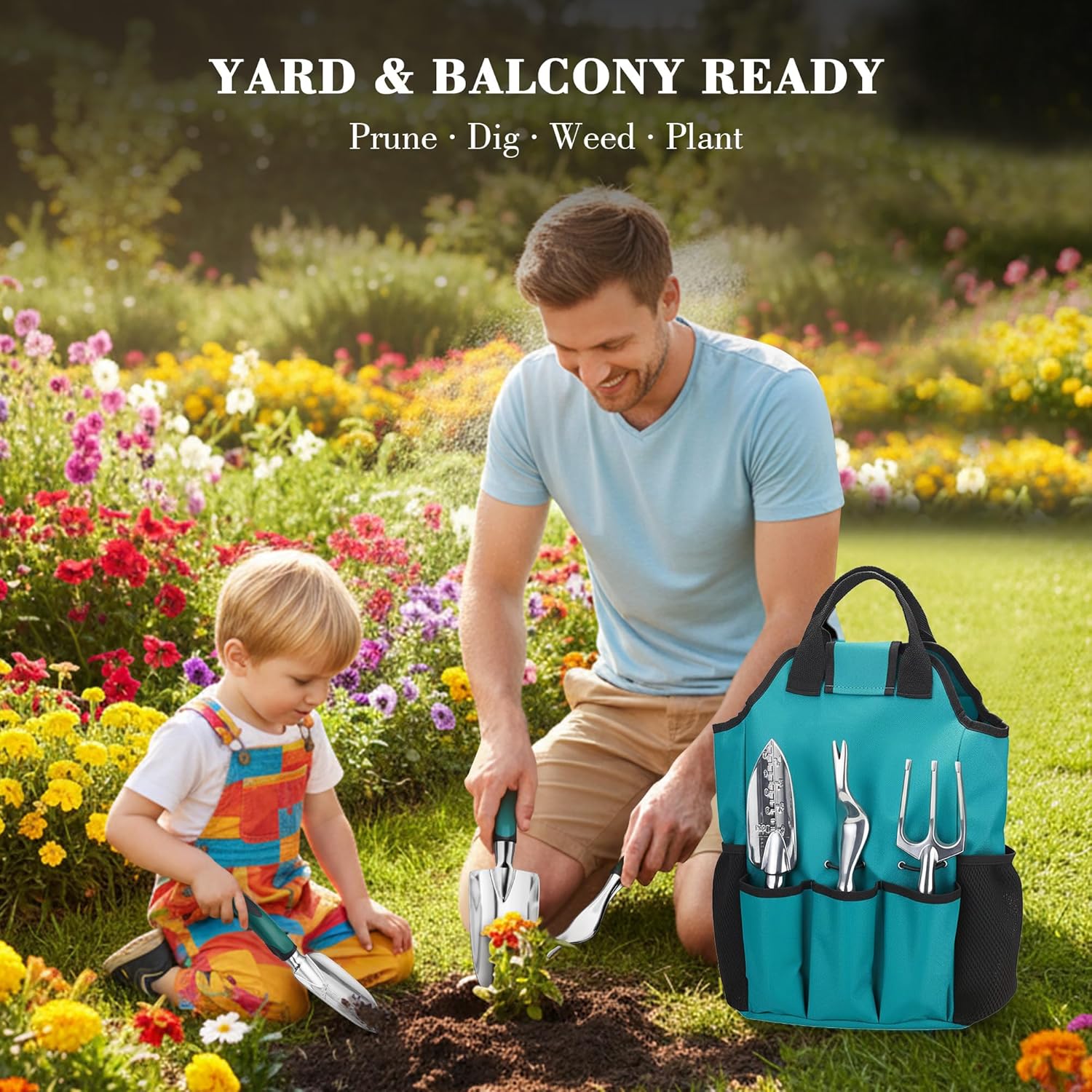 Garden Tool Set, Gardening Gifts for Women, Men, Mom, Dad, 11-Piece Heavy-Duty Aluminum Hand Tools Set with Tote Bag