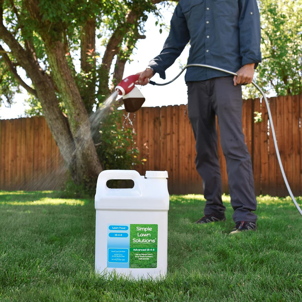 Advanced 16-4-8 Lawn Fertilizer - Liquid Lawn Food Spring & Summer Concentrated Spray - Any Grass Type- Fish and