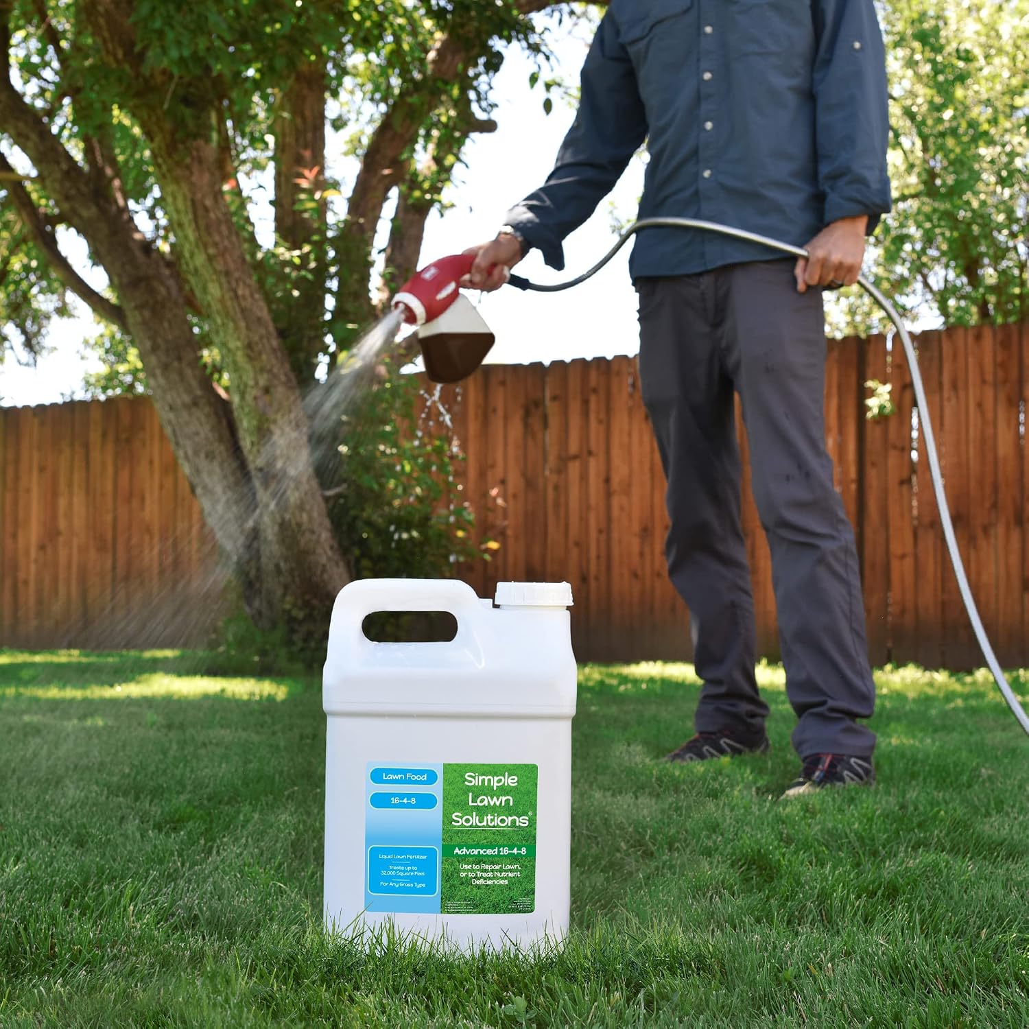 Advanced 16-4-8 Lawn Fertilizer - Liquid Lawn Food Spring & Summer Concentrated Spray - Any Grass Type- Fish and