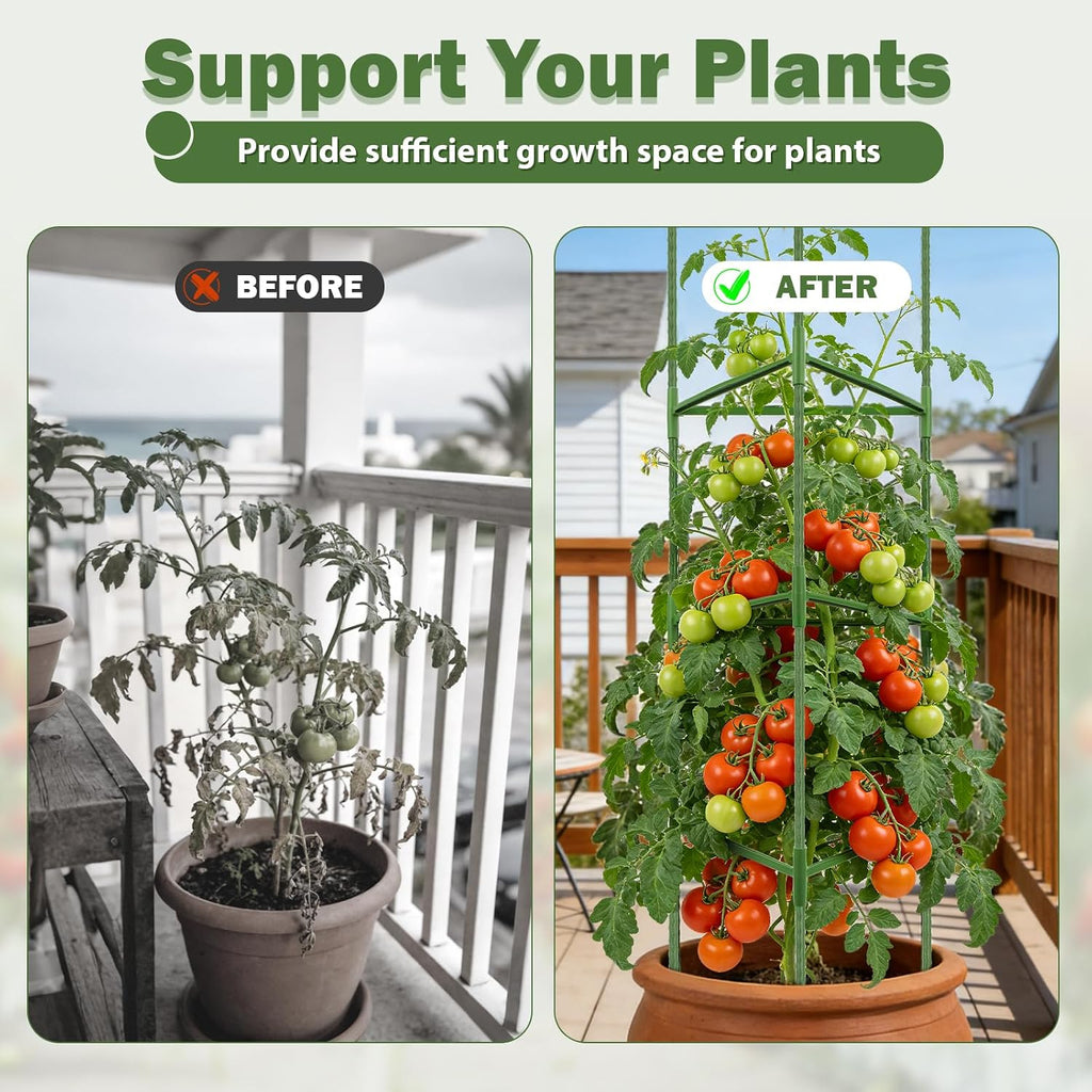 6 Pack 48 Inch Tomato Cages for Garden Plant Supports | Tomato Trellis for Potted Plants, Garden Plant Support Stakes