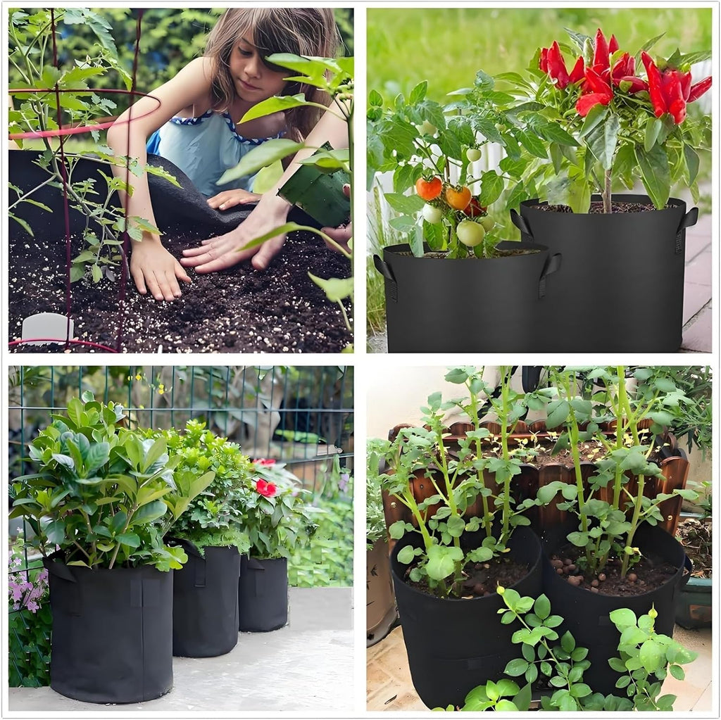 ANSLYQA 10-Pack 10-Gallon Grow Bags | Thickened Aeration Fabric Growing Pots Planters with Handles for Planting