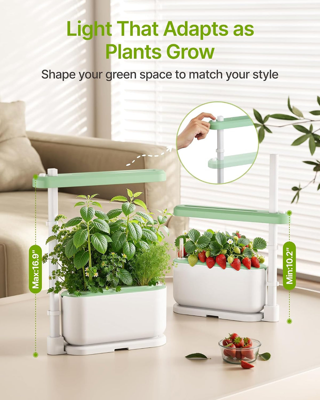 Hydroponics Growing System Kit with 3 Pods for Beginners | Full Spectrum Dimmable LED Grow Light, Adjustable Height