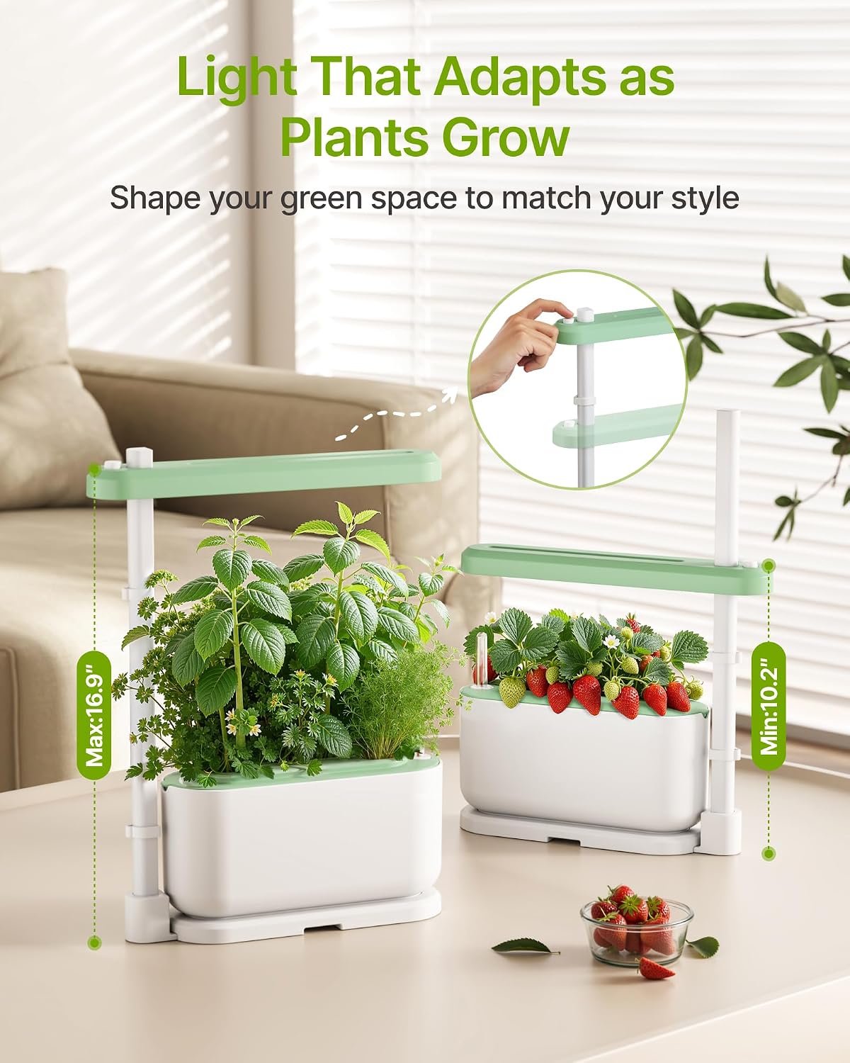 Hydroponics Growing System Kit with 3 Pods for Beginners | Full Spectrum Dimmable LED Grow Light, Adjustable Height