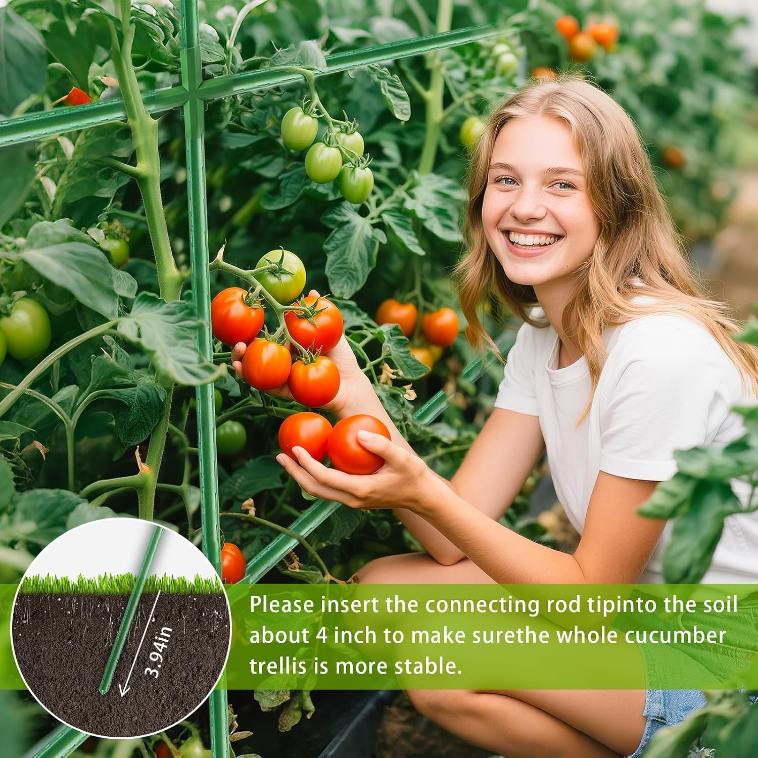 51x17x49 Inch Garden Tomato Cages Planter with 46 Gallon Grow Bags, Square Plant Support Trellis,for Vertical Climbing