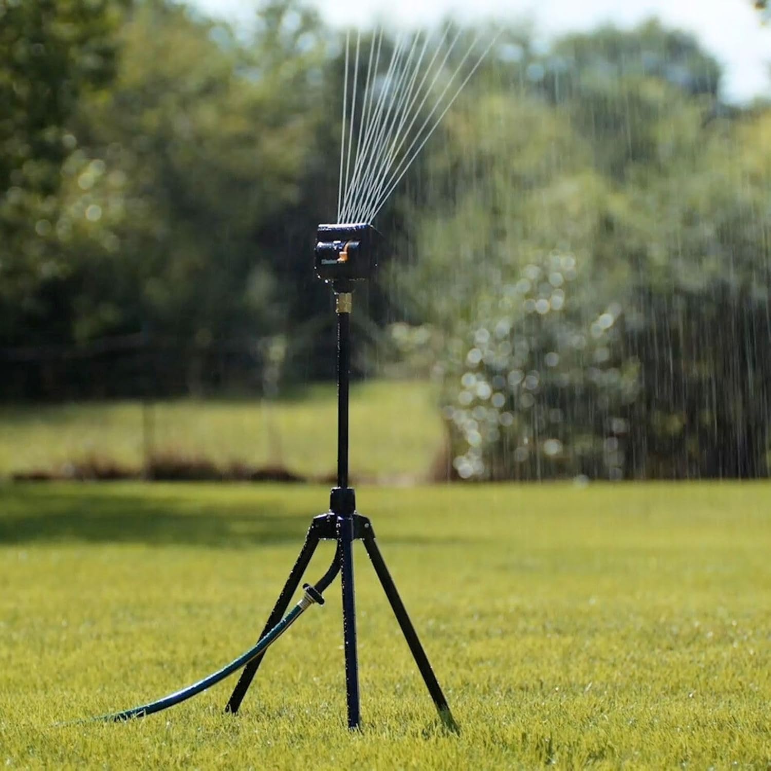 Melnor 65178AMZ MiniMax Turbo Oscillating Sprinkler on Tripod, 4000 sq. ft., 4-Way Adjustable, Quick Connect Bundle
