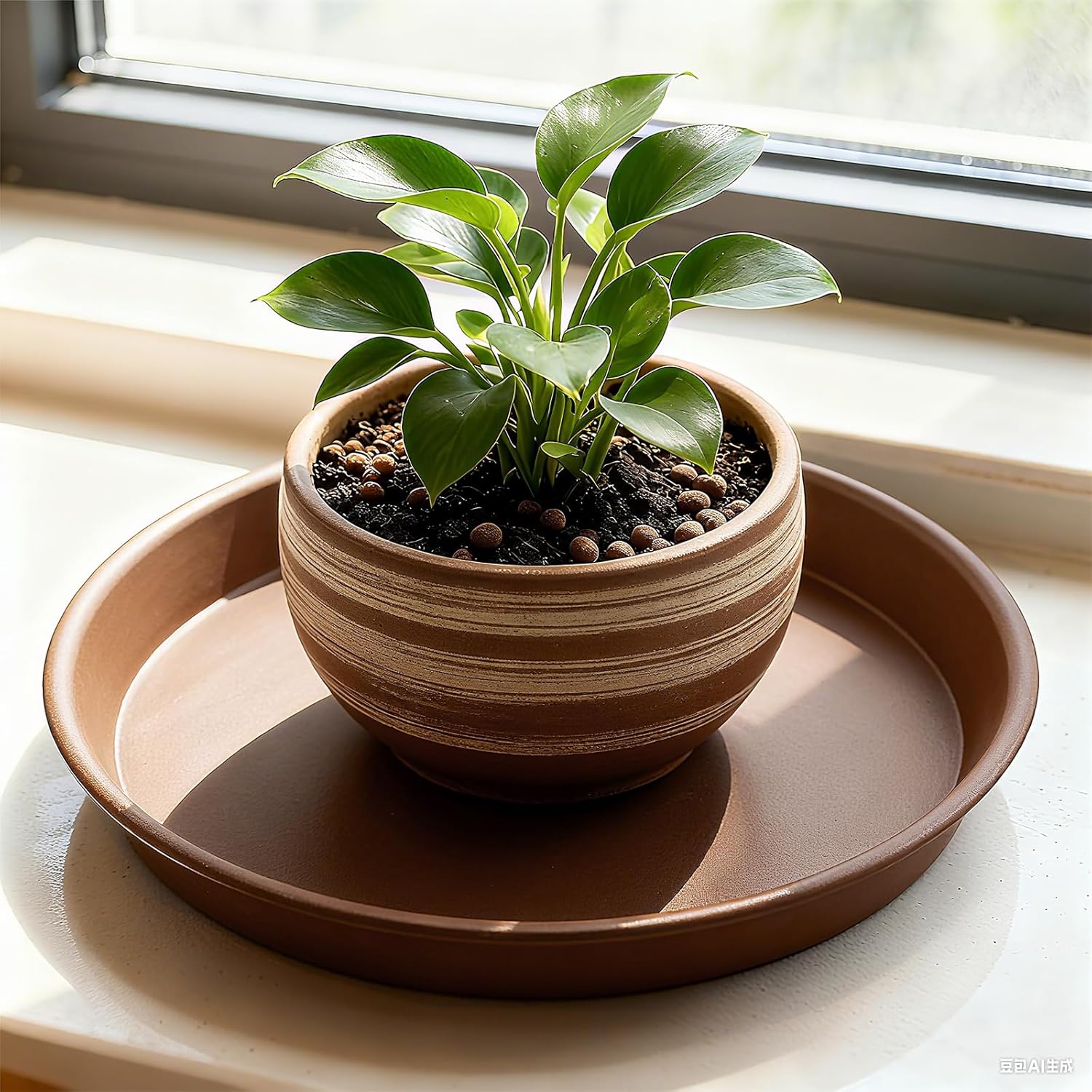 Plant Saucer 14 inch, Heavy Large Planter Durable Thicker Plastic Plant Trays for Indoors and Outdoor, Plant Saucer