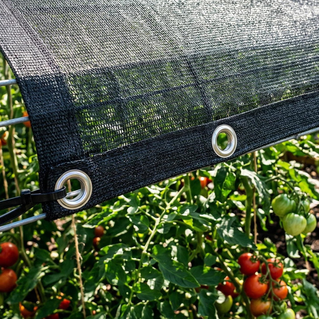 Amgo 30% Black Shade Cloth, 8FT x 16FT Mesh Tarp, Black Sun Shade Netting with HDPE Material and Heavy Duty Grommets
