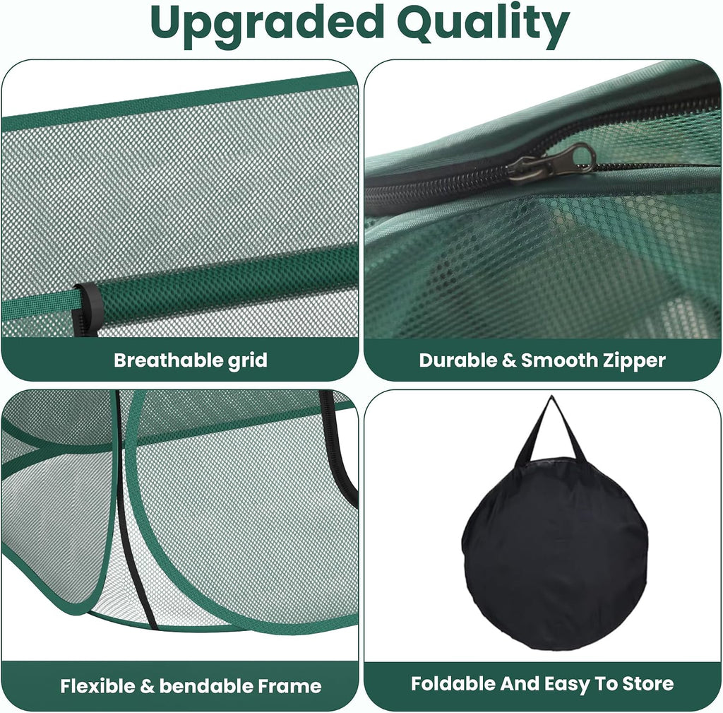2-Pack Raised Garden Bed Covers, 45" x 22" x 17" Mesh Crop Cage, Pop-Up Plants Cover with 30% Shade Cloth for Seedlings