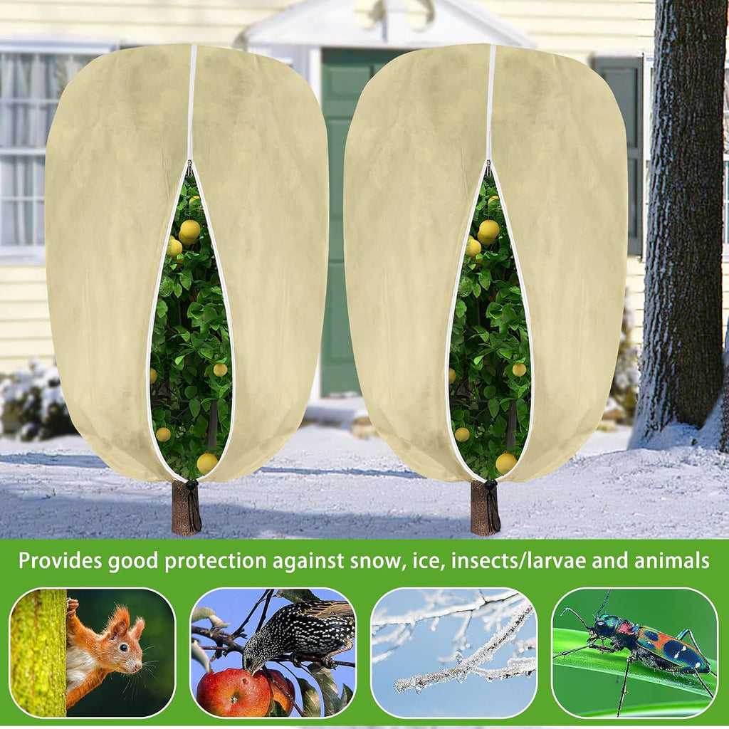 2 Pack 94" x 79" Large Plant Covers Freeze Protection- Reusable Winter Plant Frost Protection Cover Bags with Zipper