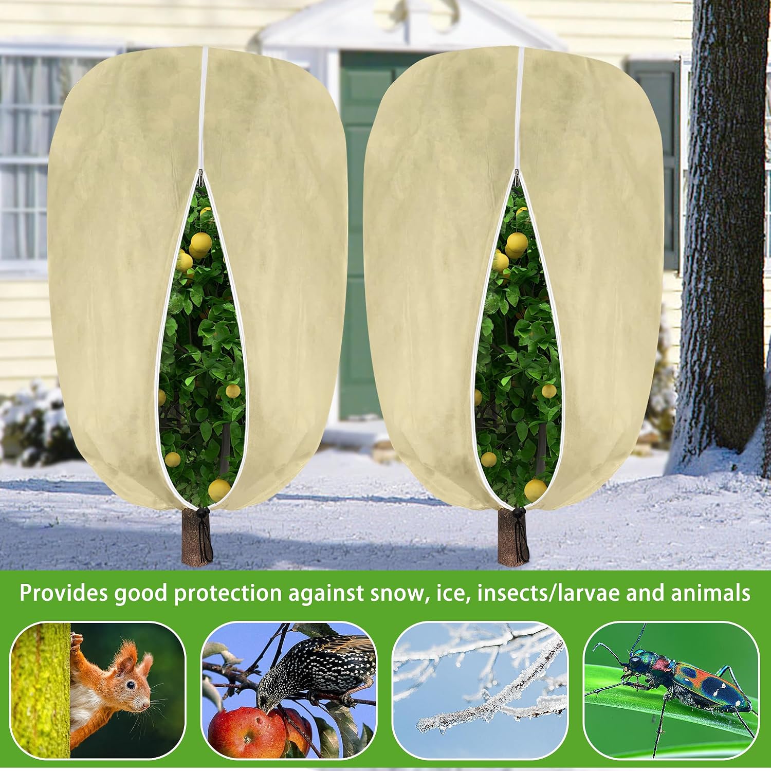 2 Pack 94" x 79" Large Plant Covers Freeze Protection- Reusable Winter Plant Frost Protection Cover Bags with Zipper