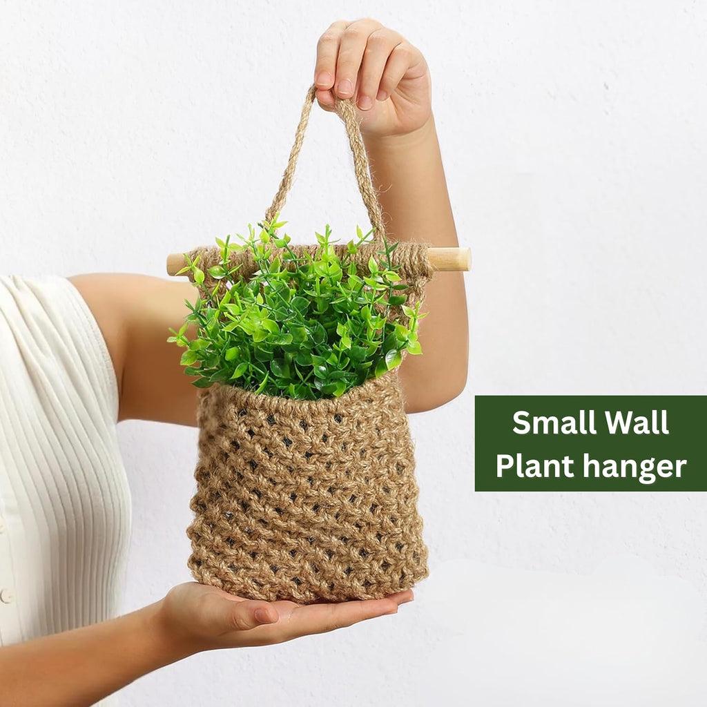2 Packs Macrame Wall Planters with Faux Eucalyptus, Wall Decor | Hanging basket for wall plant, Wall Plant Holder, Wall