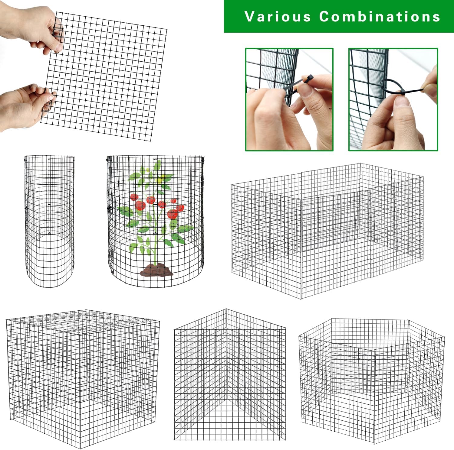 30Pcs Round Plant Protector from Animals, 10 Pack 12'' x 12'' Reusable Metal Plant Cages, Wire Mesh Garden Cloches to