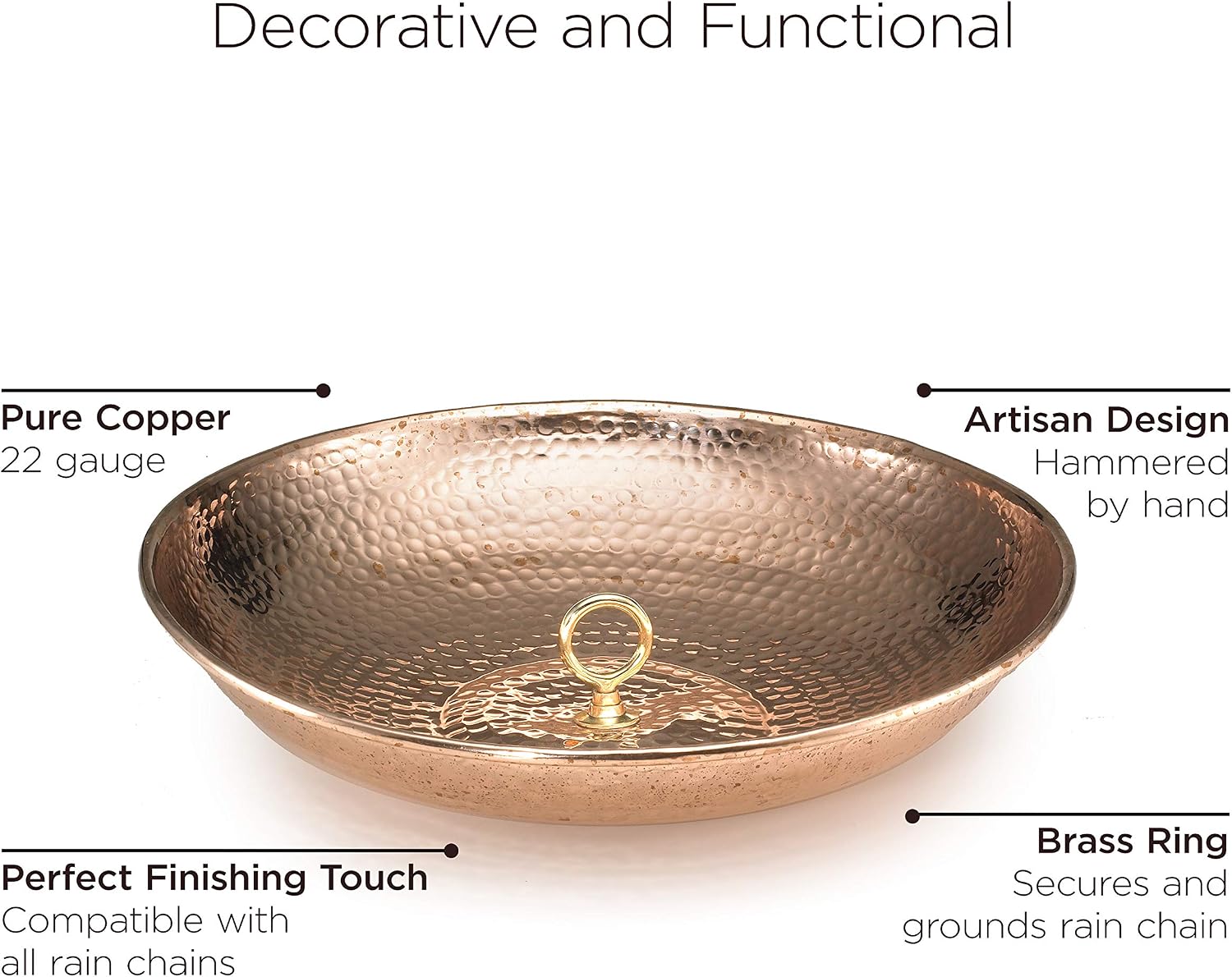 Good Directions 479P Rain Chain Basin Large 16-1/2 Inch Diameter, 4 Inches High, 100% Pure Copper