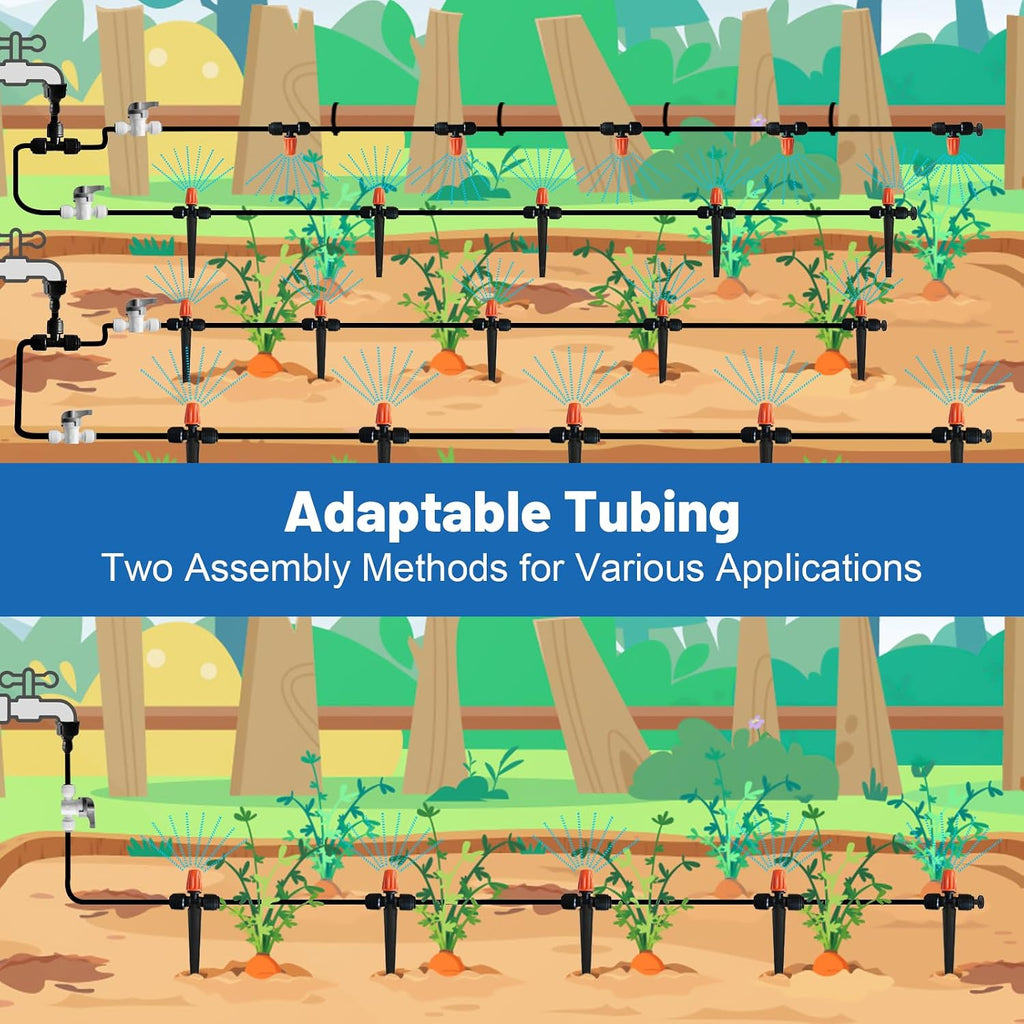 Misting Drip Irrigation System for Garden Watering,Raised Bed 120FT | Quick-Connect Plant Accessories, Drip Line Kit