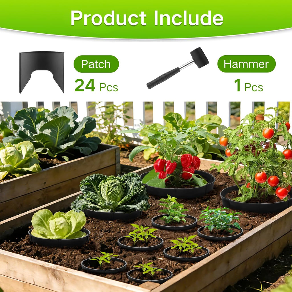 Anothera 24 Pieces Black Planting Grow Rings Diameter Range 8.2-15.7 Inches | Interlocking Garden Plant Rings with