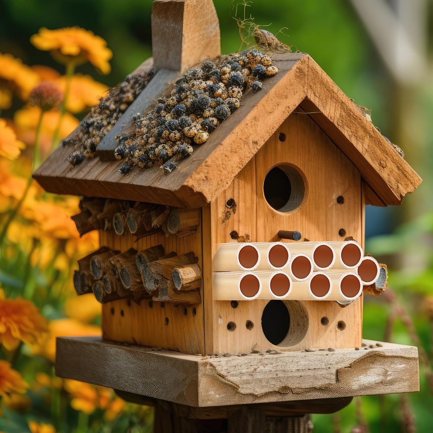 Tinideya 250 Pcs Phragmite Reed Mason Bee Tubes Set Bee Hotel Nest Box Pollinator Bee Box for Mason Bee Houses Natural