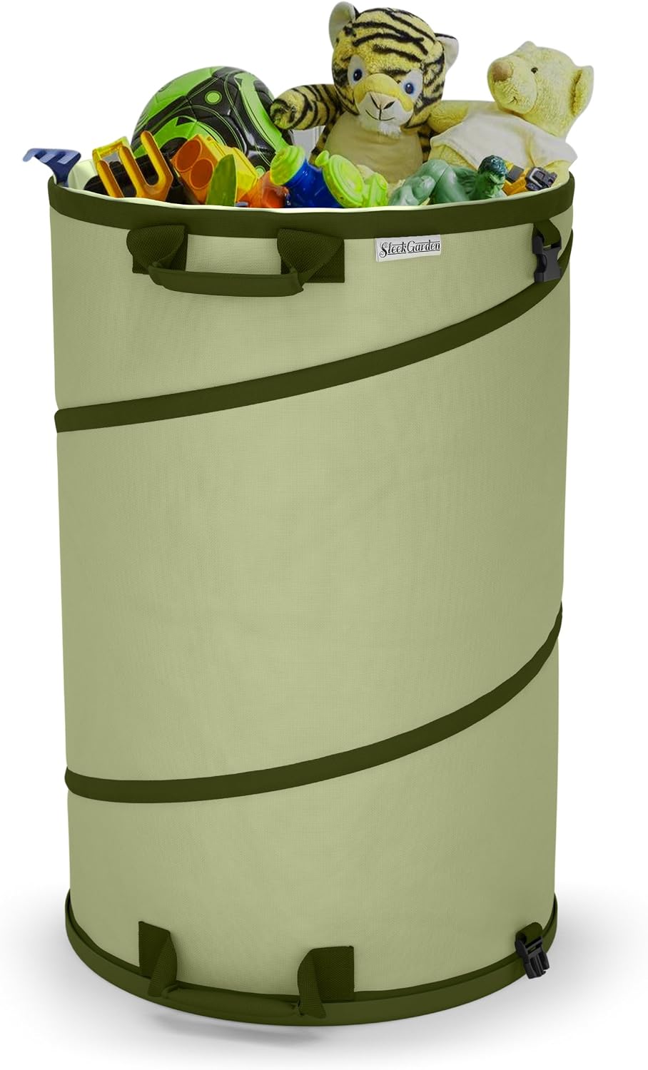 Collapsible Garden Canvas Pop Up Yard Waste Bin - 30 Gallon Leaf Bag Holder | Canvas Fabric, Collapsible Design, Drain