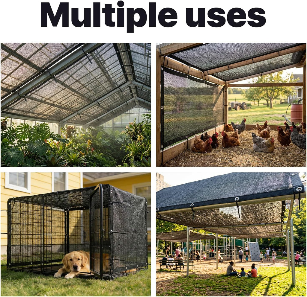 Royal Shade 30% Black Shade Cloth 10FT x 10FT Mesh Tarp with Grommets for Garden Patio, Plant Shading, Greenhouse
