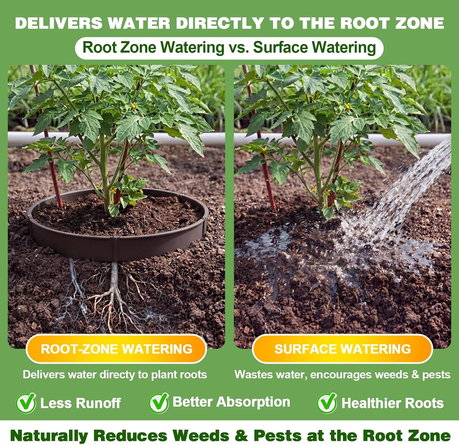 50 Pcs Planting Grow Rings, Diameter Range 8.2-15.7 Inches, Adjustable Interlocking Plant Support Rings with Mallet