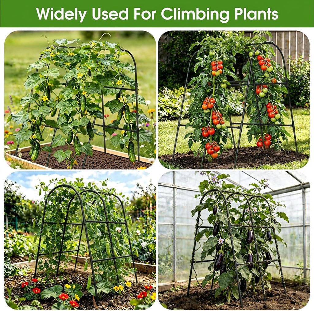 Cucumber Trellis for Raised Bed,U-Shape Garden Trellis for Climbing Plants Outdoor, Metal Arch Vegetables Trellis