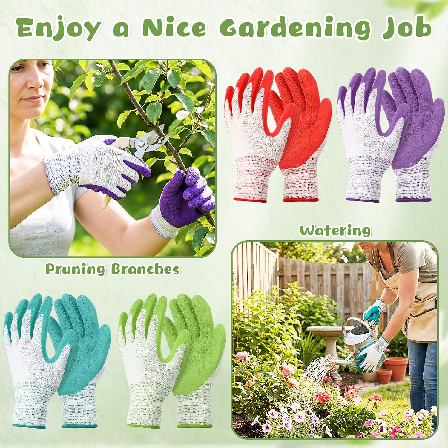 Cutecrop 24 Pairs Gardening Gloves Bulk for Women Breathable Rubber Coated Yard Garden Gloves Ladies Outdoor Protective
