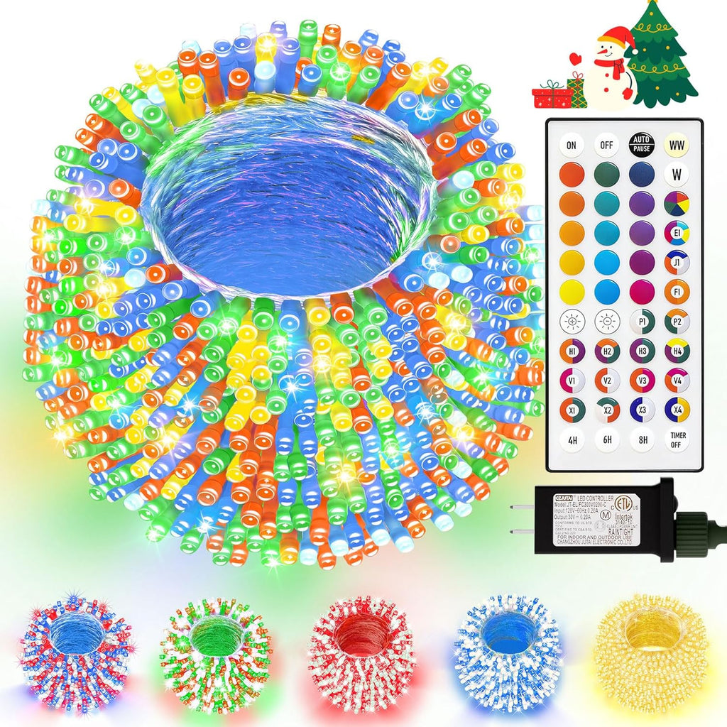 LitHome Color Changing Christmas String Lights with Remote, 164Ft 500 LED