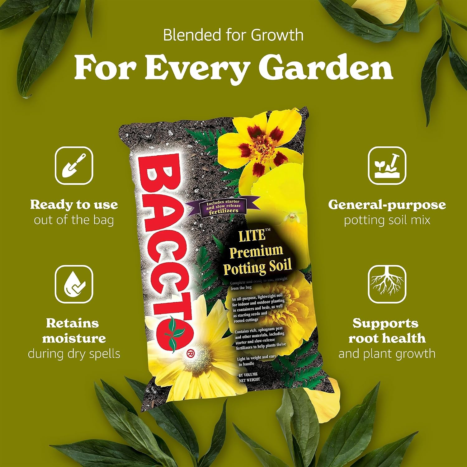 Michigan Peat 1420 Baccto Lite Premium Potting Soil for Indoor Outdoor Gardening, Seed Starting, Propagation, and More