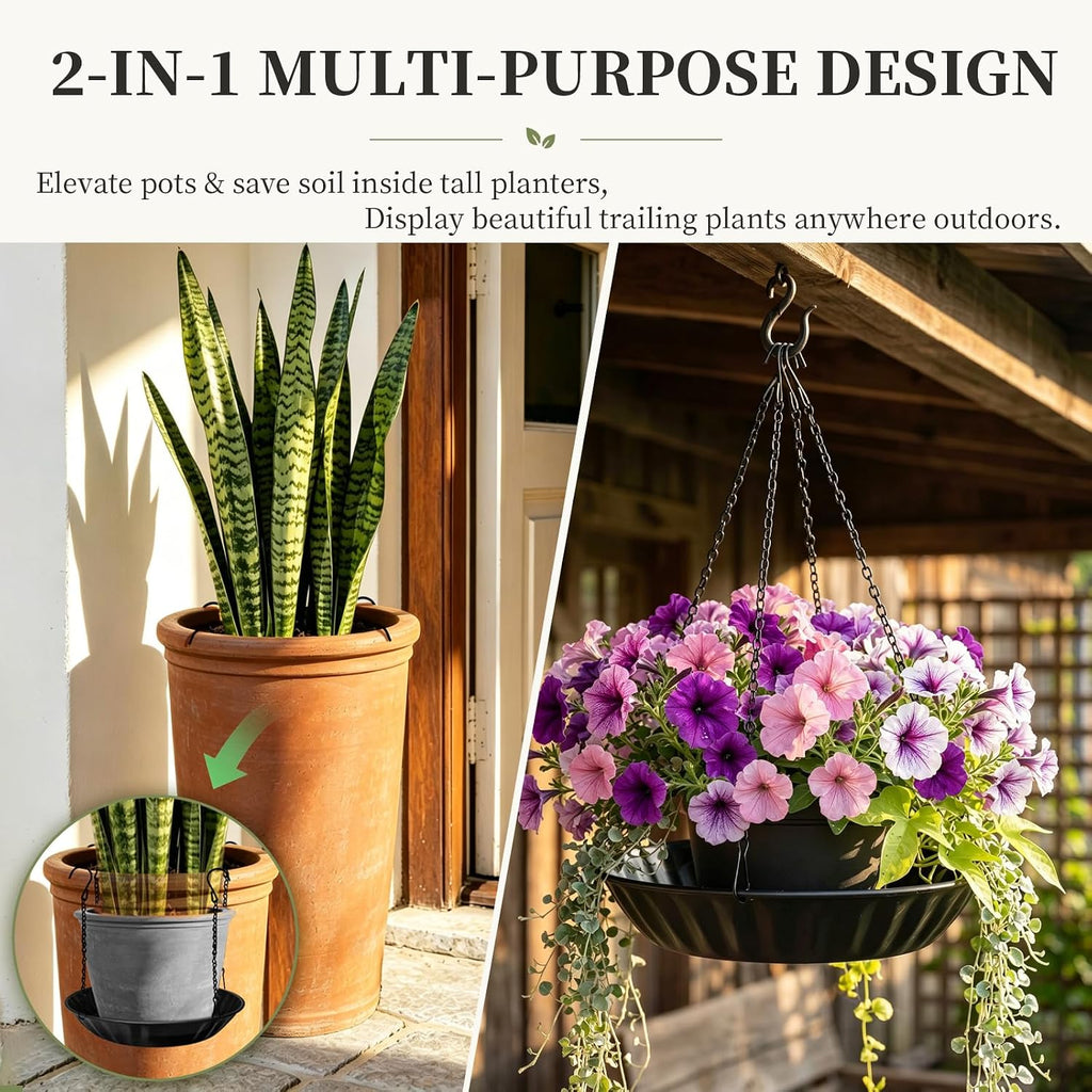 Plant Hanger Indoor Outdoor 4-Pack Metal Hanging Planter for Indoor Plants | Planter Inserts for Large Pots, Plant