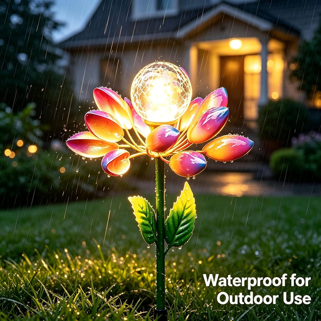 Solar Garden Decorations Metal Flower Stake Solar Outdoor Lights | Windmill Garden Stake ,Outdoor Waterproof for Yard