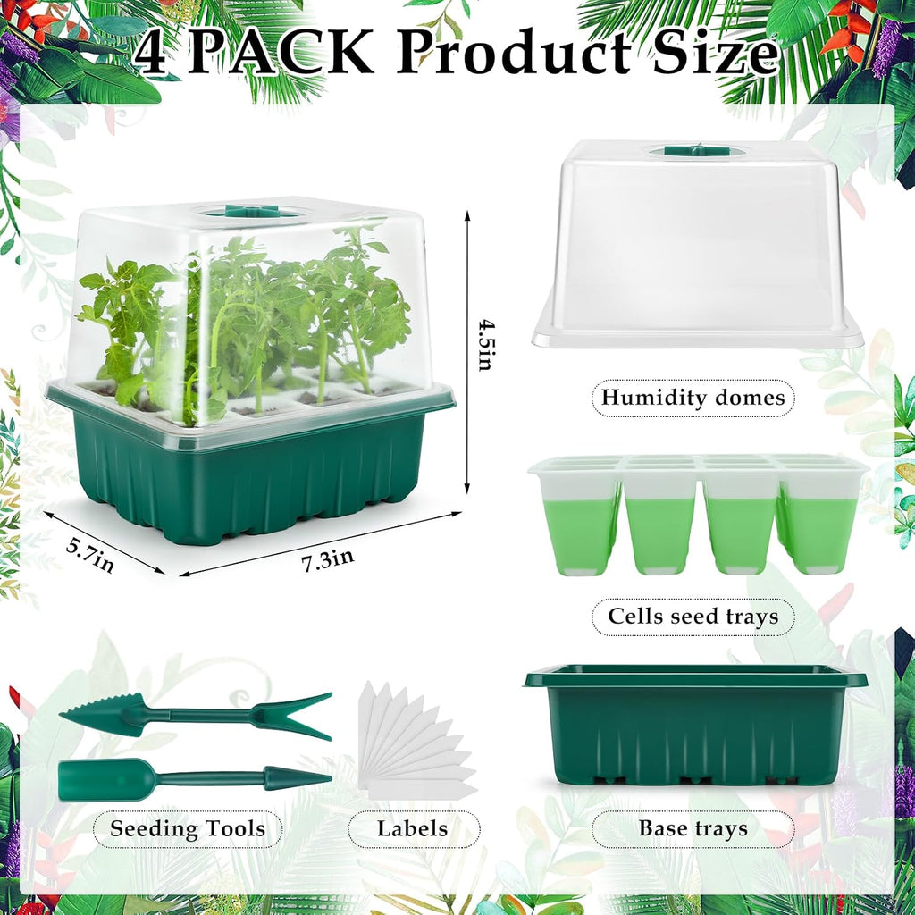 Seed Starter Tray, 72 Cells Indoor Seed Starter Kit, Flexible Silicone Designed Seedling Starter Trays, Germination