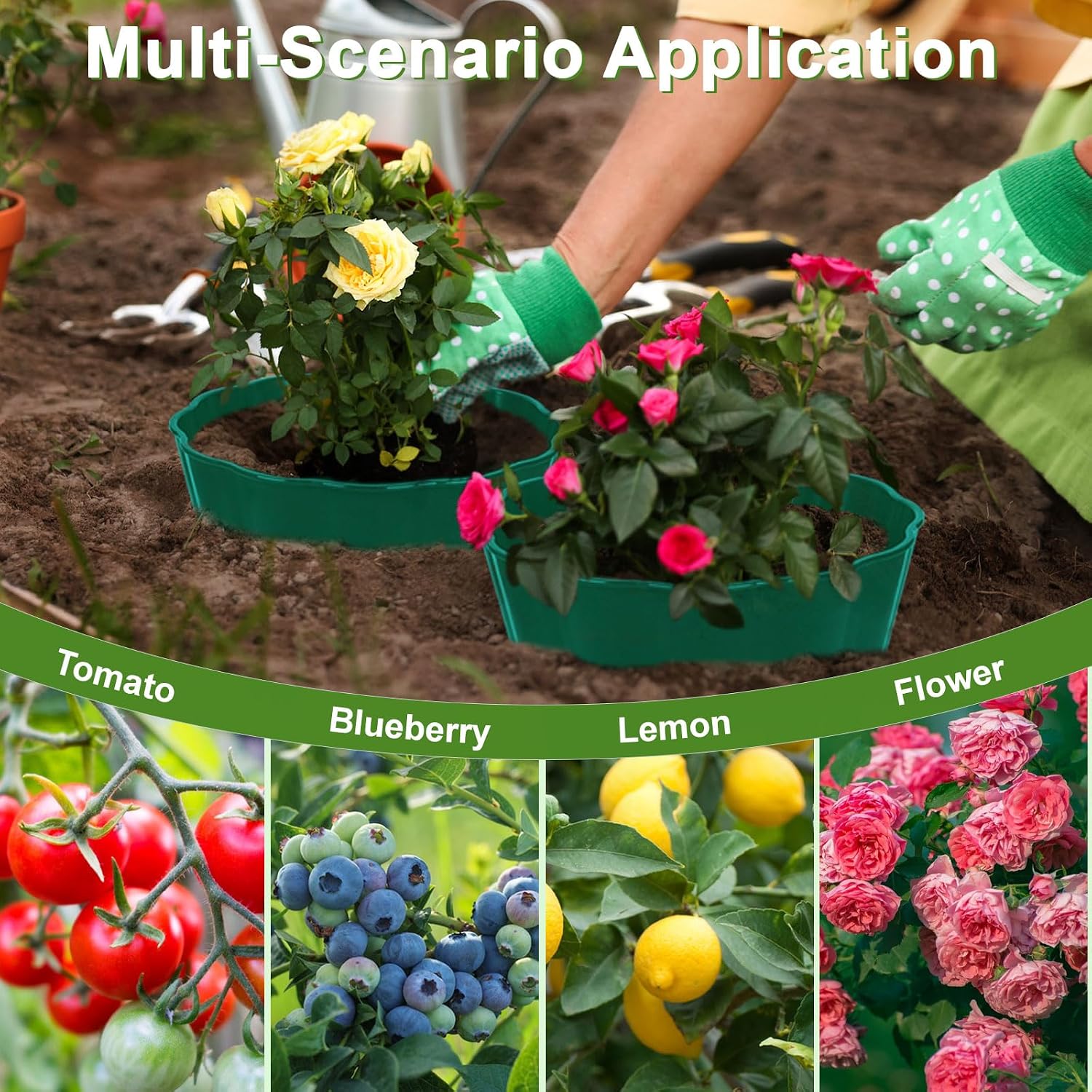 6 Pack Round Planting Grow Rings,10" Planting Protective Round Edging, Plant Support Rings to Protects Plants, Deep