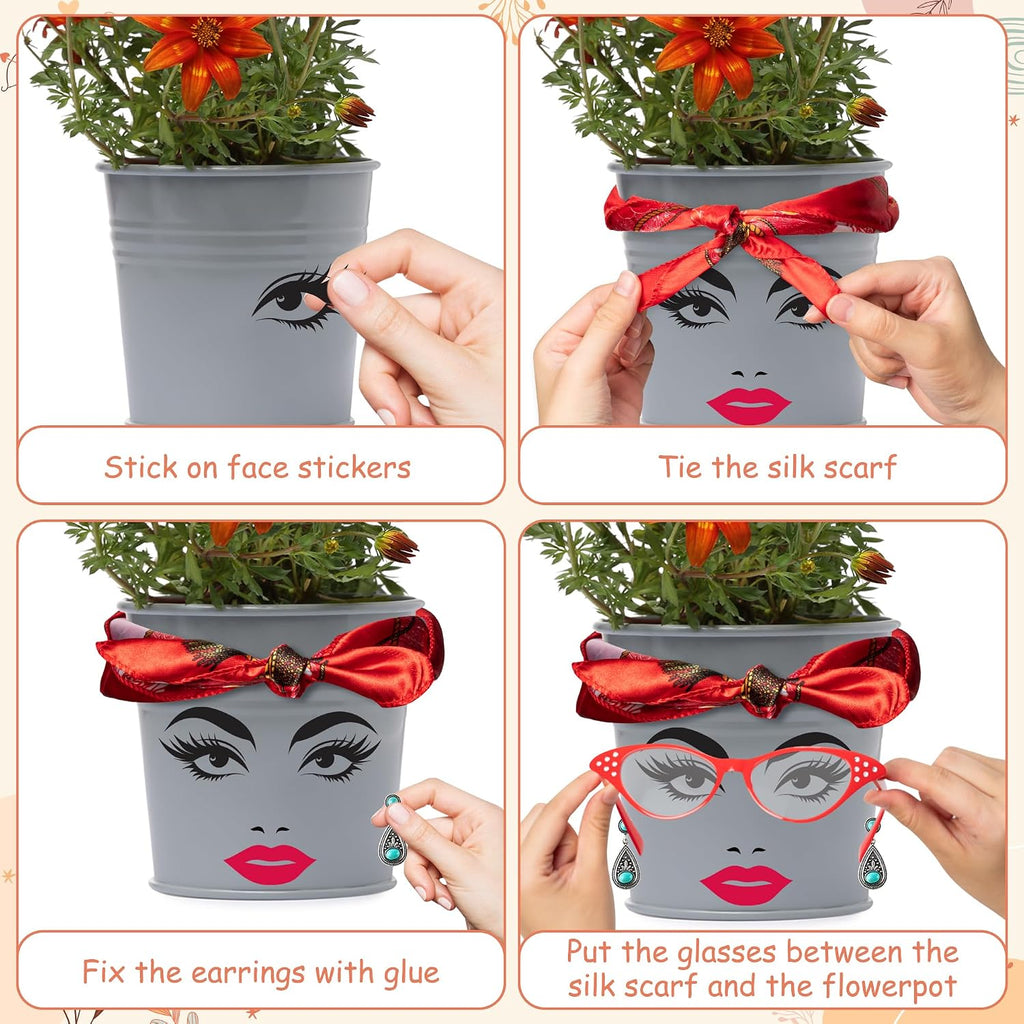 DSjuedui Funny Face Planter Pots Accessories Kit – 29Pcs Face Stickers for Mouth Eyes Eyebrows Nose with Glasses