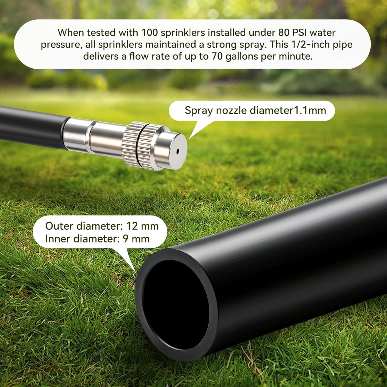 100-FT1/2-inch Tubing High-Flow Adjustable Irrigation System for the Garden | with 60 Nozzles, Dual-Side Watering Kit