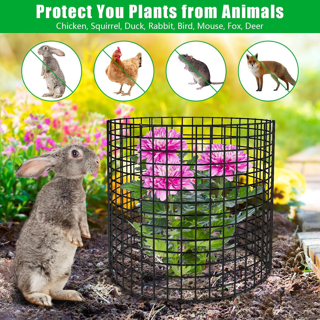 5 Pack Plant Protectors from Animals, 13x12" Plant Cages for Outdoor Plants | Wire Plant Protector, Thick Metal